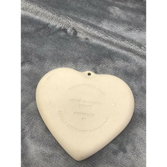 PAMPERED CHEF Heart 2002 Peace on Earth Family Heritage Stoneware Cookie Mold - Picture 2 of 3